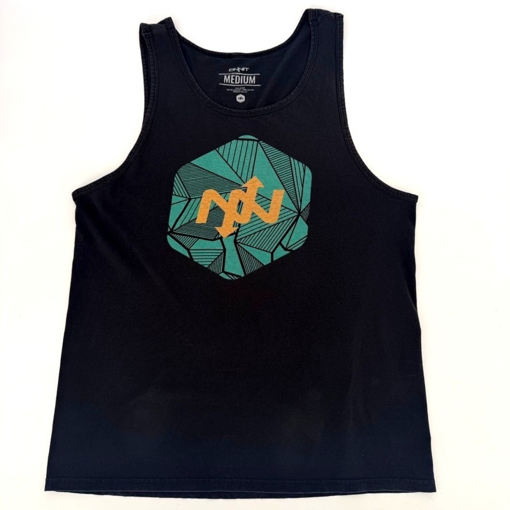 Onnit Mens Graphic Tank Top Black‎ Geometric Hexagon Logo Size Medium Cotton